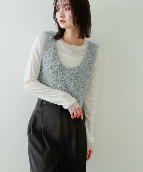SENSE OF PLACE by URBAN RESEARCH / センスオブプレイス バイ アーバンリサーチ ベスト | クロップドフェザーヤーンニットベスト | 詳細23