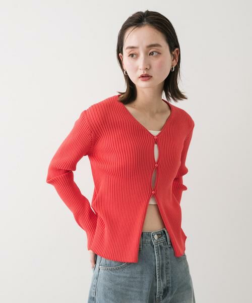 SENSE OF PLACE by URBAN RESEARCH / センスオブプレイス バイ アーバンリサーチ カーディガン・ボレロ | サイドタックコンパクトリブカーディガン | 詳細1