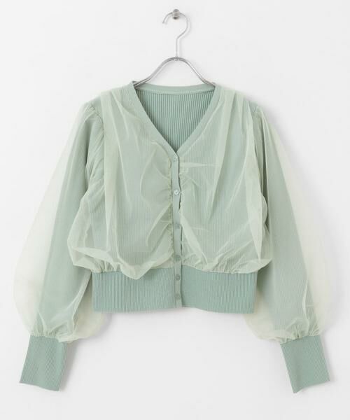 SENSE OF PLACE by URBAN RESEARCH / センスオブプレイス バイ アーバンリサーチ カーディガン・ボレロ | チュールドッキングニットカーディガン | 詳細7