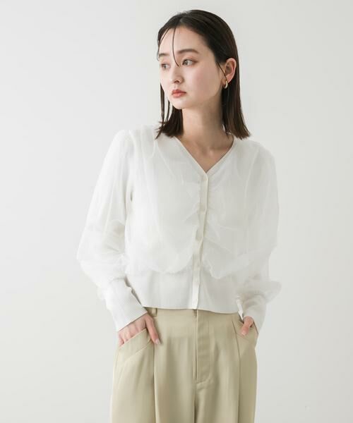 SENSE OF PLACE by URBAN RESEARCH / センスオブプレイス バイ アーバンリサーチ カーディガン・ボレロ | チュールドッキングニットカーディガン | 詳細14