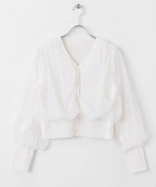 SENSE OF PLACE by URBAN RESEARCH / センスオブプレイス バイ アーバンリサーチ カーディガン・ボレロ | チュールドッキングニットカーディガン | 詳細24