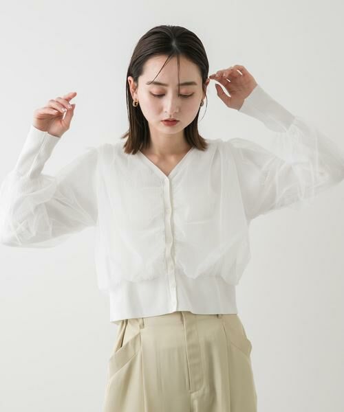 SENSE OF PLACE by URBAN RESEARCH / センスオブプレイス バイ アーバンリサーチ カーディガン・ボレロ | チュールドッキングニットカーディガン | 詳細15