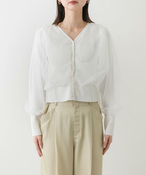 SENSE OF PLACE by URBAN RESEARCH / センスオブプレイス バイ アーバンリサーチ カーディガン・ボレロ | チュールドッキングニットカーディガン | 詳細21