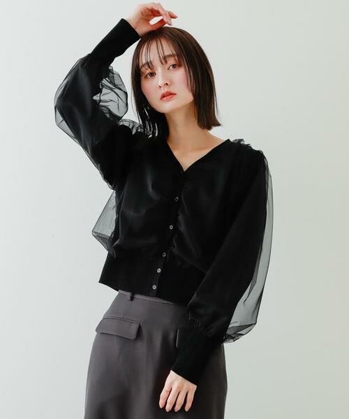 SENSE OF PLACE by URBAN RESEARCH / センスオブプレイス バイ アーバンリサーチ カーディガン・ボレロ | チュールドッキングニットカーディガン | 詳細26