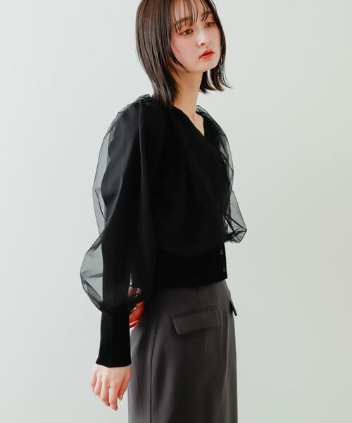 SENSE OF PLACE by URBAN RESEARCH / センスオブプレイス バイ アーバンリサーチ カーディガン・ボレロ | チュールドッキングニットカーディガン | 詳細27