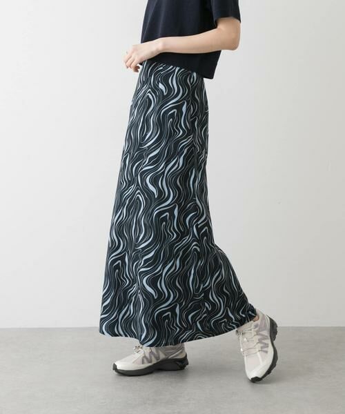 SENSE OF PLACE by URBAN RESEARCH/センスオブプレイス バイ アーバンリサーチ マーブルパターンナロースカート ブルー系その他 M