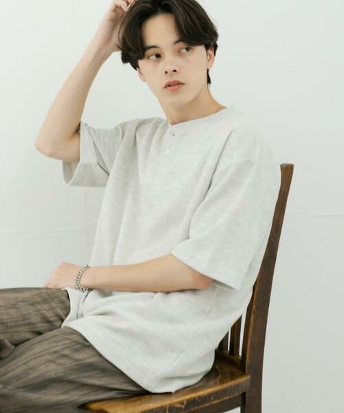 SENSE OF PLACE by URBAN RESEARCH / センスオブプレイス バイ アーバンリサーチ Tシャツ | ヘンリーネックカノコプルオーバー(グレー)