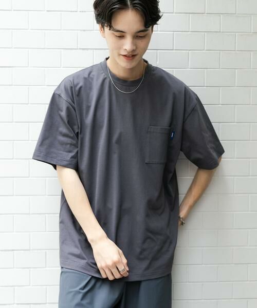 SENSE OF PLACE by URBAN RESEARCH / センスオブプレイス バイ アーバンリサーチ Tシャツ | 『UR TECH ひやサラクール』リラックスポケTシャツ(チャコールグレー)