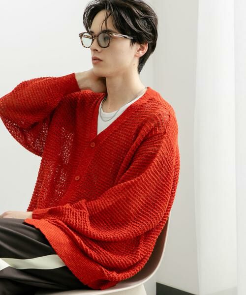 SENSE OF PLACE by URBAN RESEARCH / センスオブプレイス バイ アーバンリサーチ カーディガン・ボレロ | 『ユニセックス』『洗濯可』シアーVネックカーディガン | 詳細1