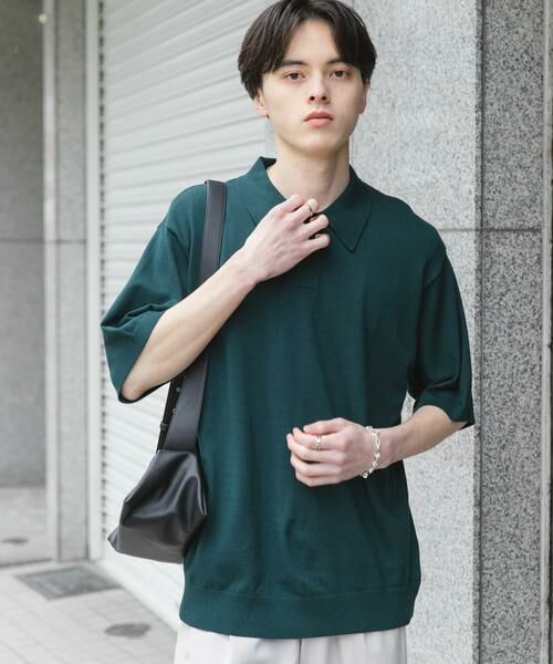 SENSE OF PLACE by URBAN RESEARCH / センスオブプレイス バイ アーバンリサーチ ニット・セーター | 『洗濯可』ストレッチニットポロショートスリーブTシャツ | 詳細1