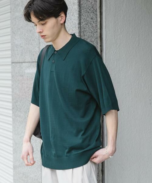 SENSE OF PLACE by URBAN RESEARCH / センスオブプレイス バイ アーバンリサーチ ニット・セーター | 『洗濯可』ストレッチニットポロショートスリーブTシャツ | 詳細2