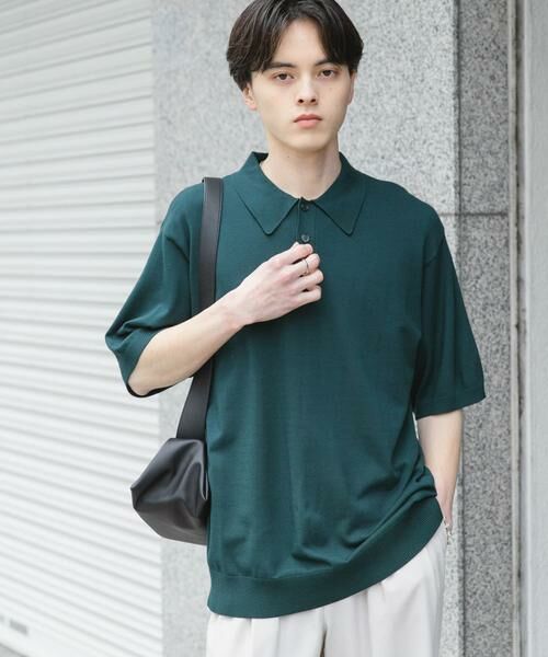 SENSE OF PLACE by URBAN RESEARCH / センスオブプレイス バイ アーバンリサーチ ニット・セーター | 『洗濯可』ストレッチニットポロショートスリーブTシャツ | 詳細4