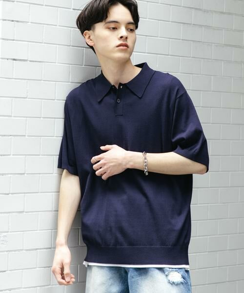 SENSE OF PLACE by URBAN RESEARCH / センスオブプレイス バイ アーバンリサーチ ニット・セーター | 『洗濯可』ストレッチニットポロショートスリーブTシャツ | 詳細11