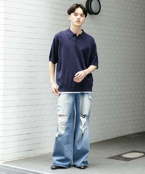 SENSE OF PLACE by URBAN RESEARCH / センスオブプレイス バイ アーバンリサーチ ニット・セーター | 『洗濯可』ストレッチニットポロショートスリーブTシャツ | 詳細13