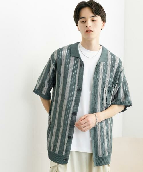 SENSE OF PLACE by URBAN RESEARCH / センスオブプレイス バイ アーバンリサーチ ニット・セーター | ストライプショートスリーブニットシャツ | 詳細2