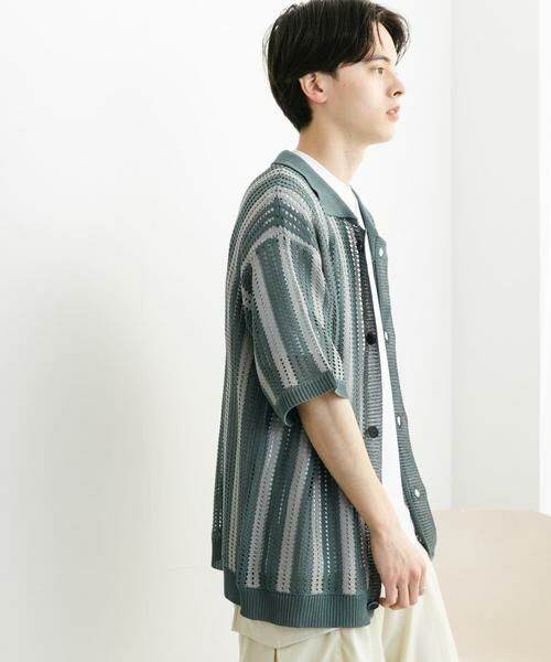 SENSE OF PLACE by URBAN RESEARCH / センスオブプレイス バイ アーバンリサーチ ニット・セーター | ストライプショートスリーブニットシャツ | 詳細4