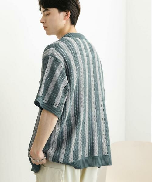 SENSE OF PLACE by URBAN RESEARCH / センスオブプレイス バイ アーバンリサーチ ニット・セーター | ストライプショートスリーブニットシャツ | 詳細5