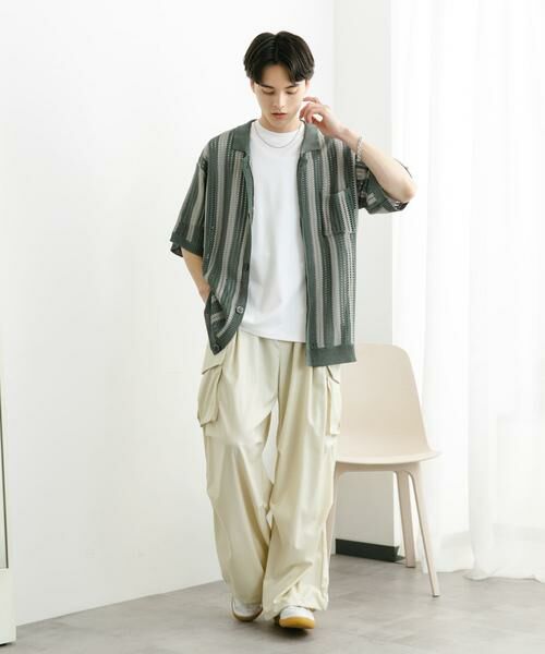 SENSE OF PLACE by URBAN RESEARCH / センスオブプレイス バイ アーバンリサーチ ニット・セーター | ストライプショートスリーブニットシャツ | 詳細6