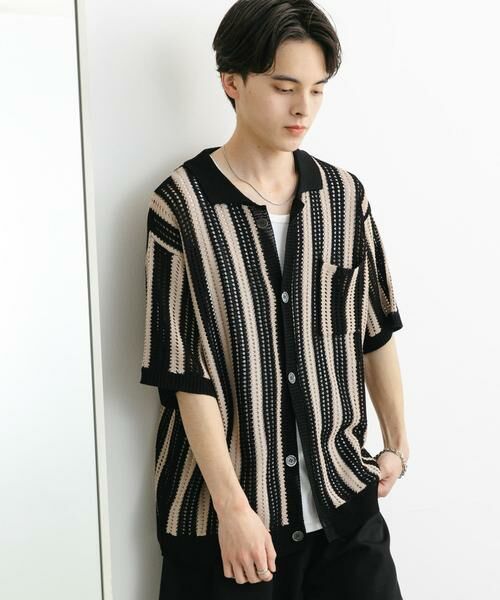 SENSE OF PLACE by URBAN RESEARCH / センスオブプレイス バイ アーバンリサーチ ニット・セーター | ストライプショートスリーブニットシャツ | 詳細11