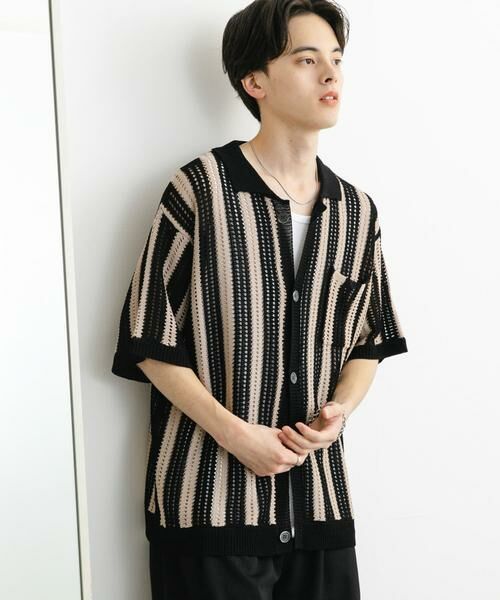 SENSE OF PLACE by URBAN RESEARCH / センスオブプレイス バイ アーバンリサーチ ニット・セーター | ストライプショートスリーブニットシャツ | 詳細12