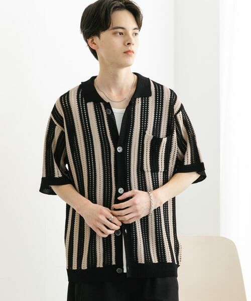 SENSE OF PLACE by URBAN RESEARCH / センスオブプレイス バイ アーバンリサーチ ニット・セーター | ストライプショートスリーブニットシャツ | 詳細13