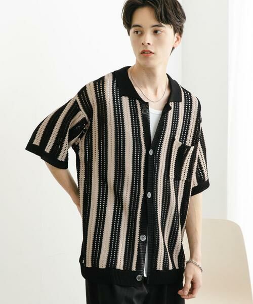 SENSE OF PLACE by URBAN RESEARCH / センスオブプレイス バイ アーバンリサーチ ニット・セーター | ストライプショートスリーブニットシャツ | 詳細14