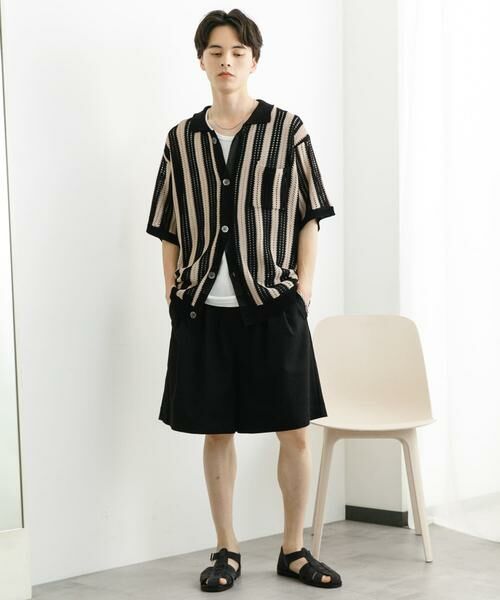 SENSE OF PLACE by URBAN RESEARCH / センスオブプレイス バイ アーバンリサーチ ニット・セーター | ストライプショートスリーブニットシャツ | 詳細15