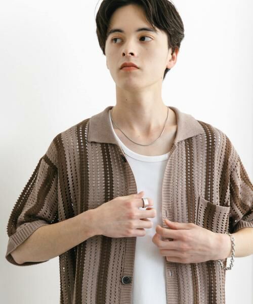 SENSE OF PLACE by URBAN RESEARCH / センスオブプレイス バイ アーバンリサーチ ニット・セーター | ストライプショートスリーブニットシャツ | 詳細22