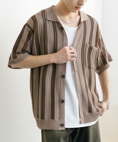 SENSE OF PLACE by URBAN RESEARCH / センスオブプレイス バイ アーバンリサーチ ニット・セーター | ストライプショートスリーブニットシャツ | 詳細23