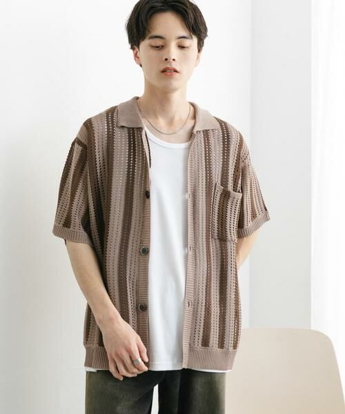 SENSE OF PLACE by URBAN RESEARCH / センスオブプレイス バイ アーバンリサーチ ニット・セーター | ストライプショートスリーブニットシャツ | 詳細24