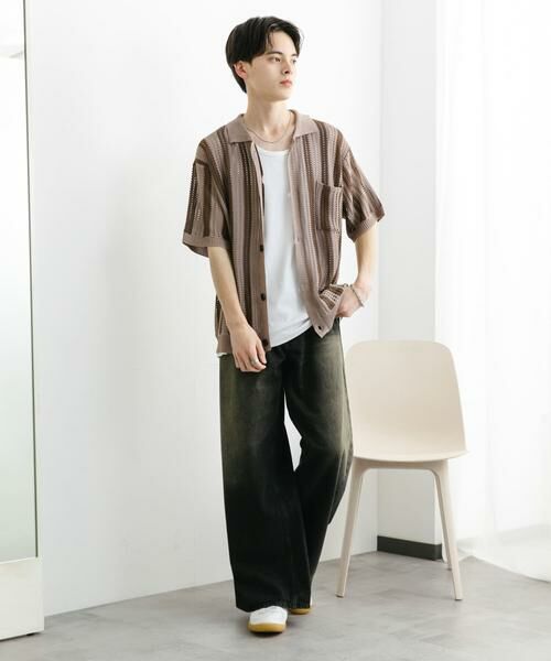 SENSE OF PLACE by URBAN RESEARCH / センスオブプレイス バイ アーバンリサーチ ニット・セーター | ストライプショートスリーブニットシャツ | 詳細27