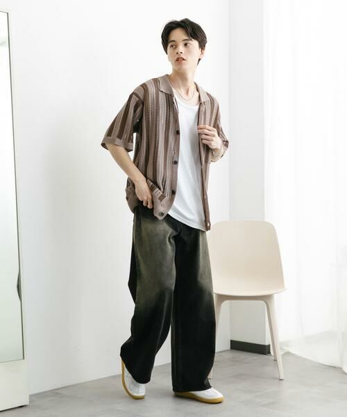 SENSE OF PLACE by URBAN RESEARCH / センスオブプレイス バイ アーバンリサーチ ニット・セーター | ストライプショートスリーブニットシャツ | 詳細28