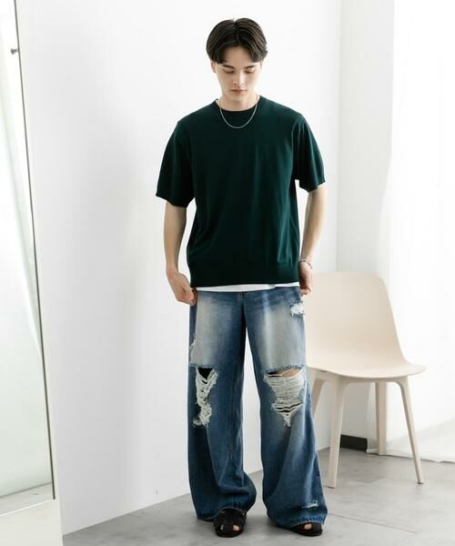 SENSE OF PLACE by URBAN RESEARCH / センスオブプレイス バイ アーバンリサーチ ニット・セーター | クルーネックニットショートスリーブTシャツ | 詳細7