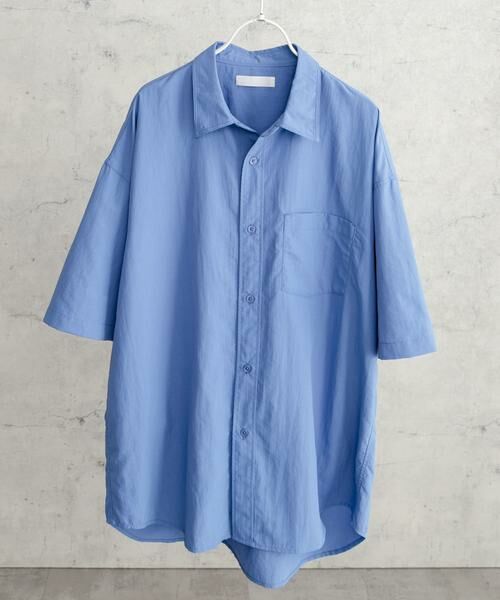 SENSE OF PLACE by URBAN RESEARCH/センスオブプレイス バイ アーバンリサーチ ナイロンレギュラーカラールーズショートスリーブシャツ ブルー M SENSE OF PLACE by URBAN RESEARCH/センスオブプレイス バイ アーバンリサーチ ナイロンレギュラーカラールーズショートスリーブシャツ ブルー M