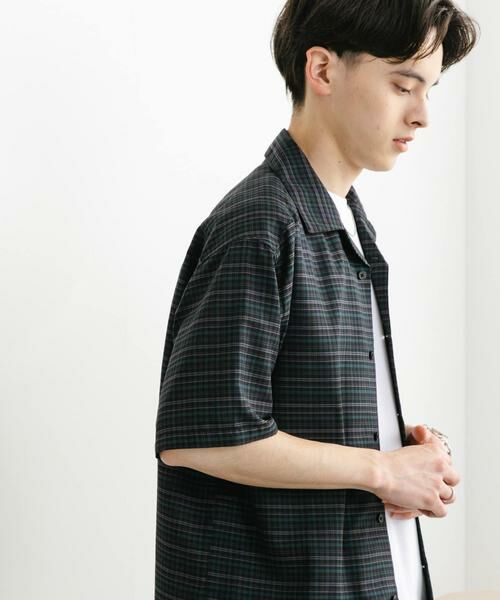 SENSE OF PLACE by URBAN RESEARCH / センスオブプレイス バイ アーバンリサーチ シャツ・ブラウス | チェックオープンカラーショートスリーブシャツ(ブラック)