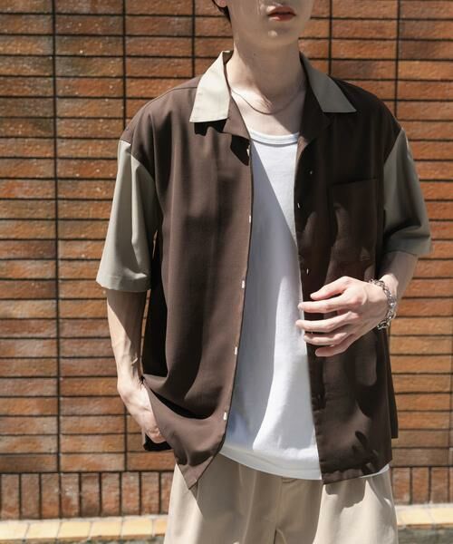 SENSE OF PLACE by URBAN RESEARCH / センスオブプレイス バイ アーバンリサーチ シャツ・ブラウス | バイカラーオープンカラーショートスリーブシャツ | 詳細1