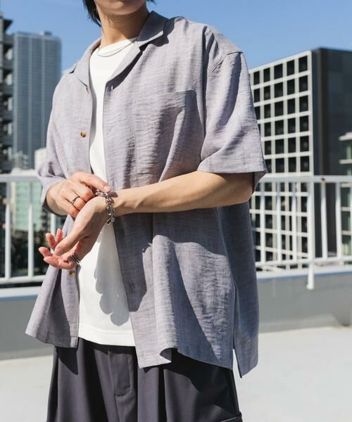 SENSE OF PLACE by URBAN RESEARCH / センスオブプレイス バイ アーバンリサーチ シャツ・ブラウス | マーブルオープンカラーショートスリーブシャツ(グレー)