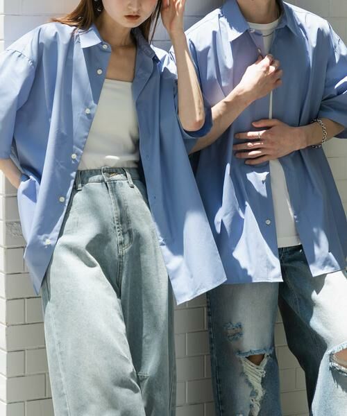 SENSE OF PLACE by URBAN RESEARCH/センスオブプレイス バイ アーバンリサーチ 『ユニセックス』リラックスフィットレギュラーカラーショートスリーブシャツ ブルー L