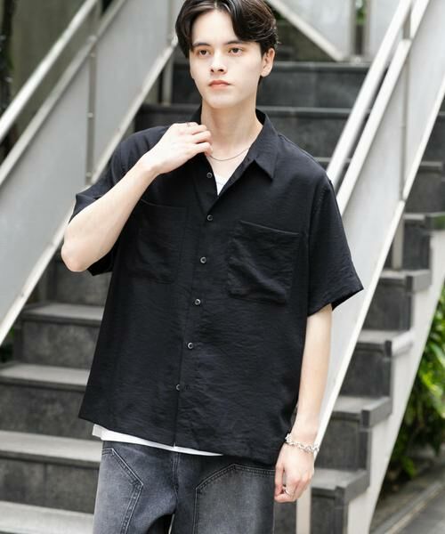 SENSE OF PLACE by URBAN RESEARCH/センスオブプレイス バイ アーバンリサーチ ソフトツイルWPKレギュラーカラーショートスリーブシャツ ブラック L SENSE OF PLACE by URBAN RESEARCH/センスオブプレイス バイ アーバンリサーチ ソフトツイルWPKレギュラーカラーショートスリーブシャツ ブラック L