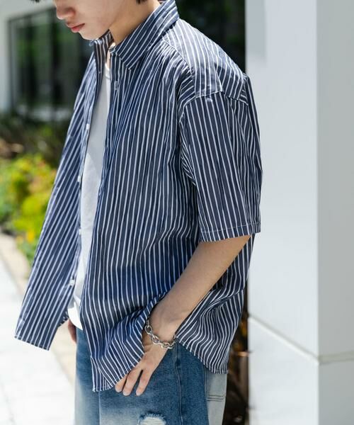 SENSE OF PLACE by URBAN RESEARCH / センスオブプレイス バイ アーバンリサーチ シャツ・ブラウス | アソートジャガードショートスリーブシャツ(ネイビー)