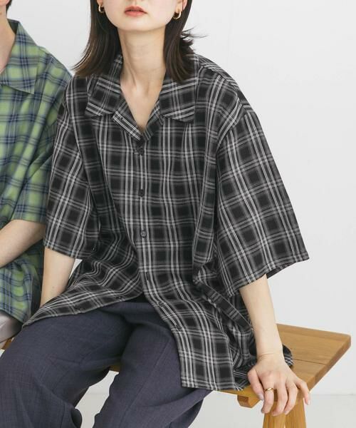 SENSE OF PLACE by URBAN RESEARCH / センスオブプレイス バイ アーバンリサーチ シャツ・ブラウス | 『ユニセックス』オンブレーチェックショートスリーブシャツ(ブラック)