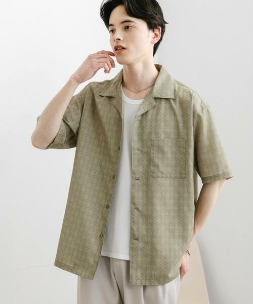 SENSE OF PLACE by URBAN RESEARCH/センスオブプレイス バイ アーバンリサーチ ダマスクオープンカラーショートスリーブシャツ ベージュ L SENSE OF PLACE by URBAN RESEARCH/センスオブプレイス バイ アーバンリサーチ ダマスクオープンカラーショートスリーブシャツ ベージュ L