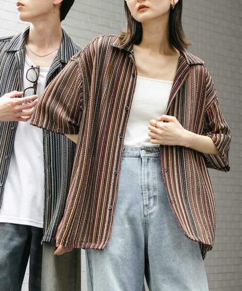 SENSE OF PLACE by URBAN RESEARCH / センスオブプレイス バイ アーバンリサーチ シャツ・ブラウス | 『ユニセックス』アソートレースオープンカラーショートスリーブシャツ(ブルー系その他)