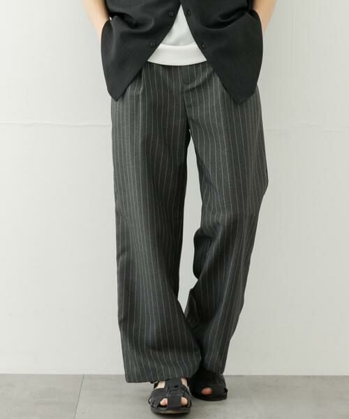 SENSE OF PLACE by URBAN RESEARCH / センスオブプレイス バイ アーバンリサーチ その他パンツ | 『セットアップ対応』『イージーケア/速乾』リネンライクピンストライプワイドスラックス | 詳細2