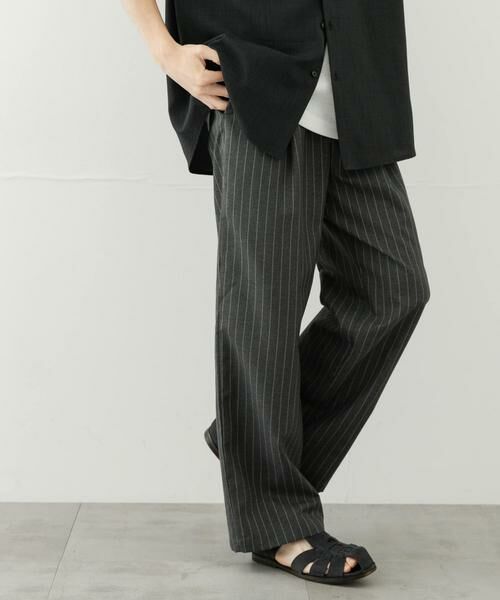 SENSE OF PLACE by URBAN RESEARCH / センスオブプレイス バイ アーバンリサーチ その他パンツ | 『セットアップ対応』『イージーケア/速乾』リネンライクピンストライプワイドスラックス | 詳細4