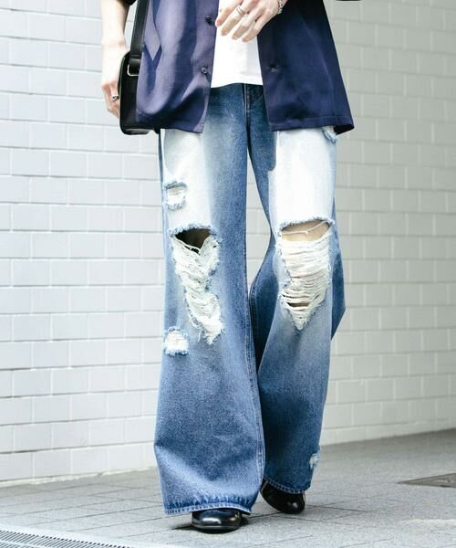 SENSE OF PLACE by URBAN RESEARCH / センスオブプレイス バイ アーバンリサーチ デニムパンツ | 『ユニセックス』ダメージデニムワイドパンツ | 詳細10