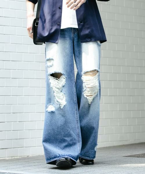 SENSE OF PLACE by URBAN RESEARCH / センスオブプレイス バイ アーバンリサーチ デニムパンツ | 『ユニセックス』ダメージデニムワイドパンツ | 詳細11