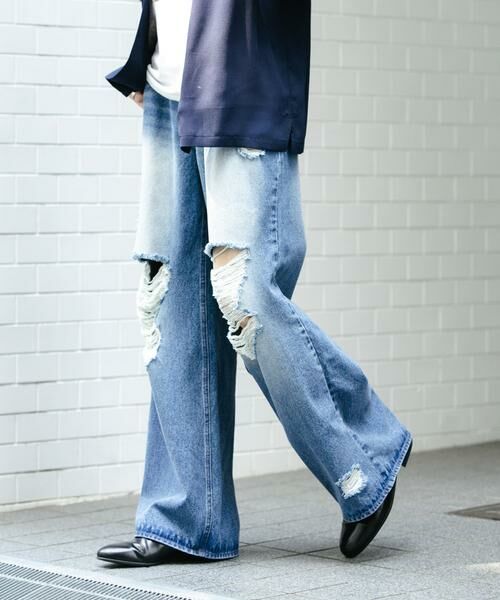 SENSE OF PLACE by URBAN RESEARCH / センスオブプレイス バイ アーバンリサーチ デニムパンツ | 『ユニセックス』ダメージデニムワイドパンツ | 詳細12