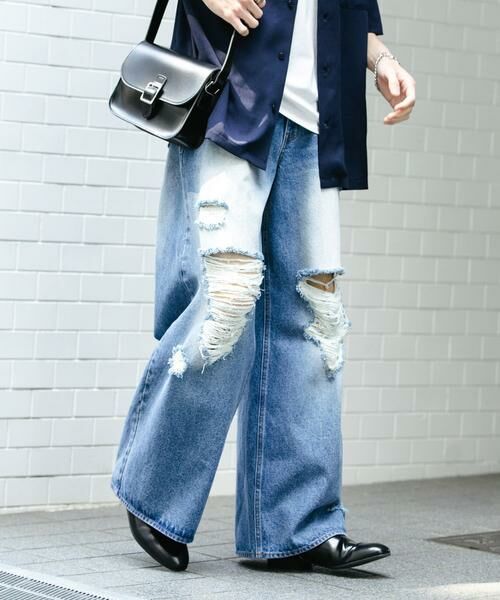 SENSE OF PLACE by URBAN RESEARCH / センスオブプレイス バイ アーバンリサーチ デニムパンツ | 『ユニセックス』ダメージデニムワイドパンツ | 詳細14