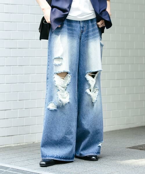 SENSE OF PLACE by URBAN RESEARCH / センスオブプレイス バイ アーバンリサーチ デニムパンツ | 『ユニセックス』ダメージデニムワイドパンツ | 詳細15